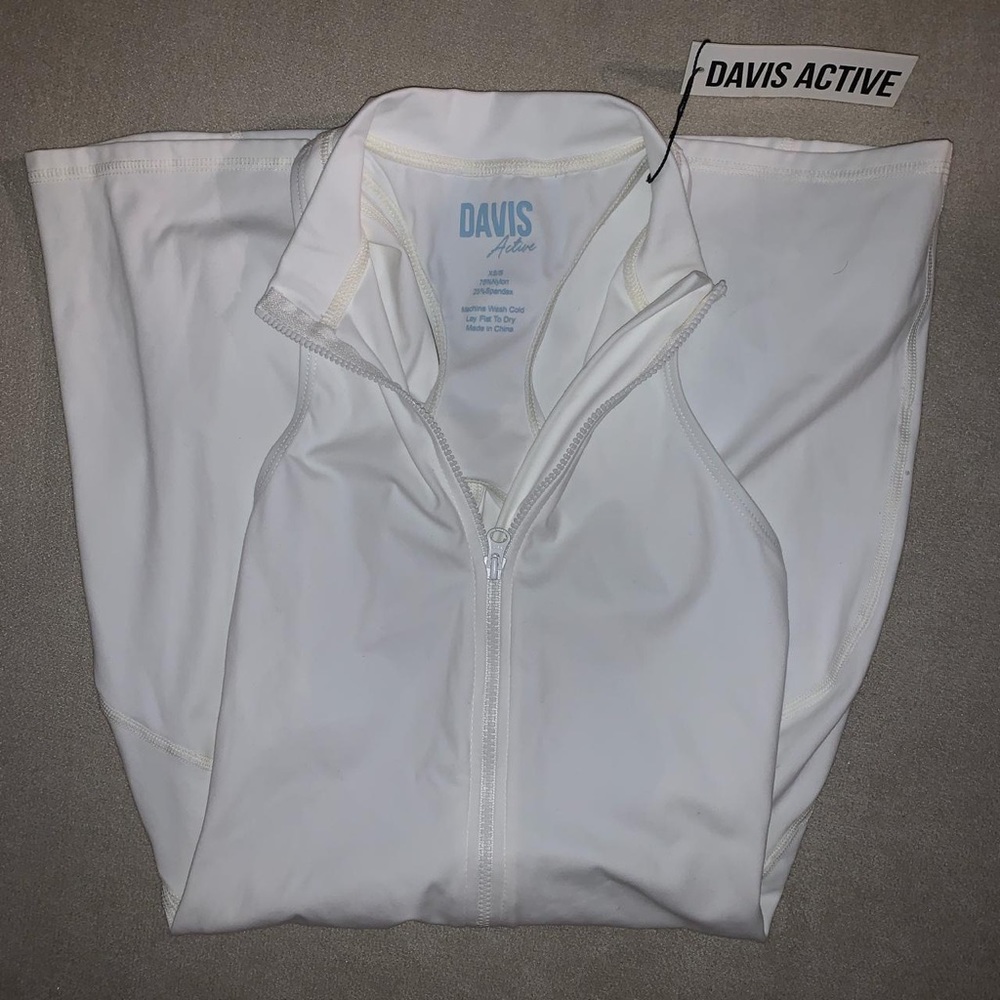 DAVIS ACTIVE WHITE ZIP UP ROMPER. Never worn!